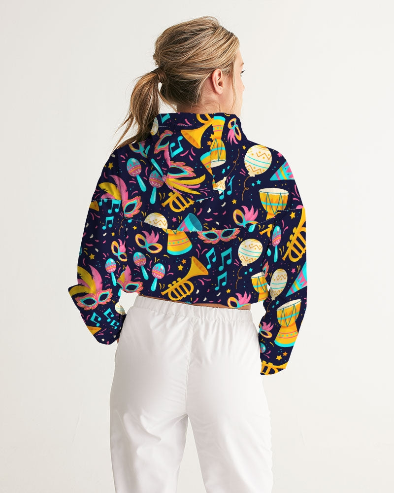 Mardi Gras Madness Women's Cropped Windbreaker