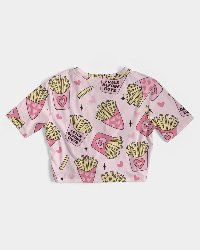 Fries Before Guys Women's Twist-Front Cropped Tee