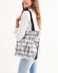 Hey Little Birdie Mauve Stripe Canvas Zip Tote