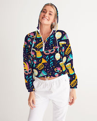 Mardi Gras Madness Women's Cropped Windbreaker