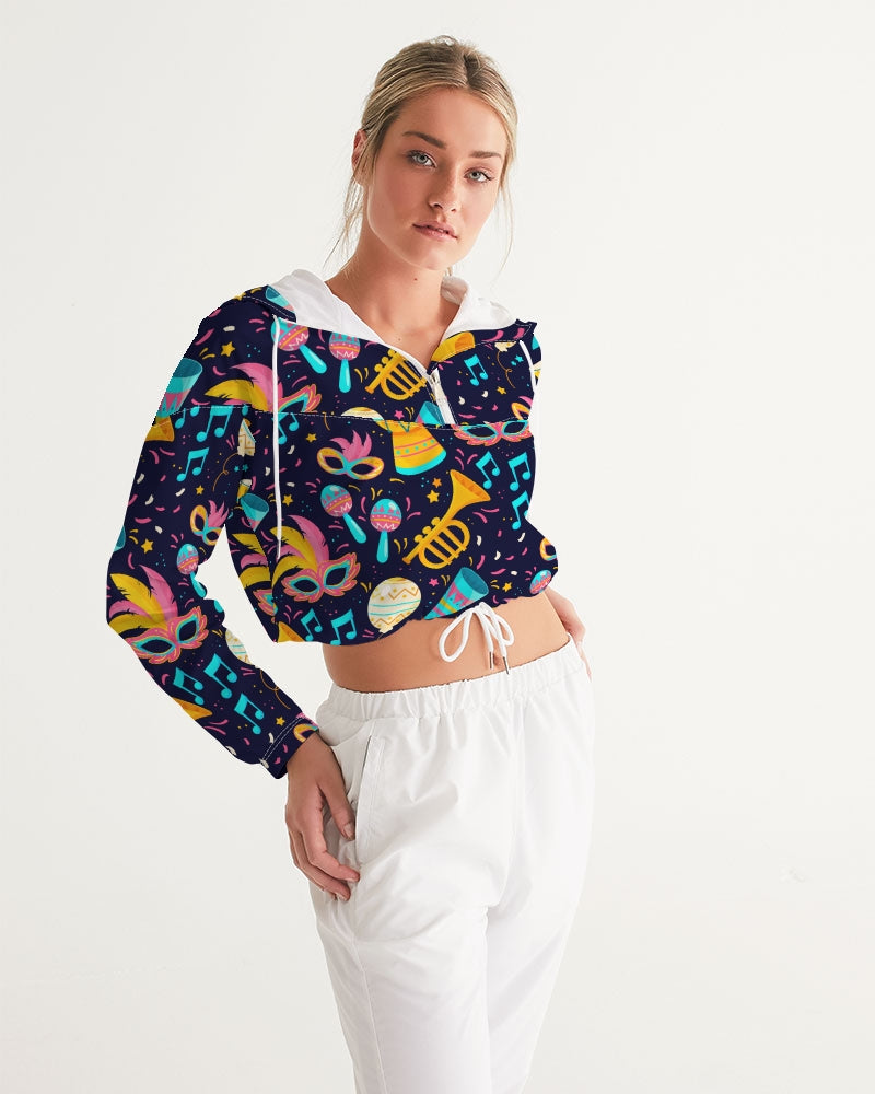 Mardi Gras Madness Women's Cropped Windbreaker