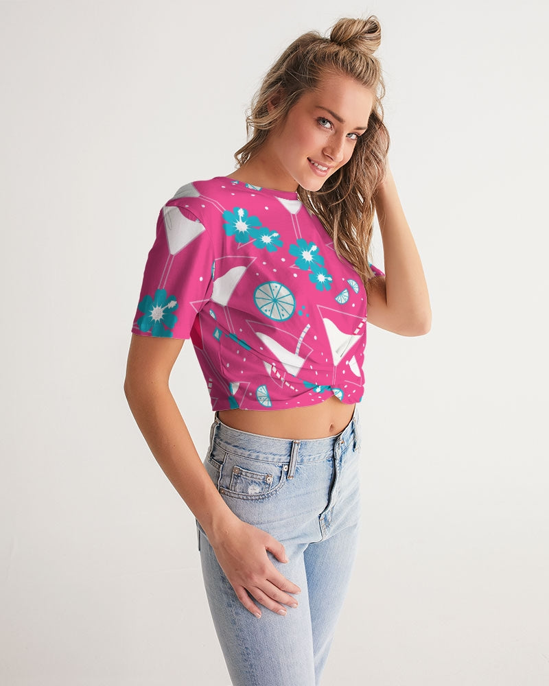 Margaritas Paradise Women's Twist-Front Cropped Tee