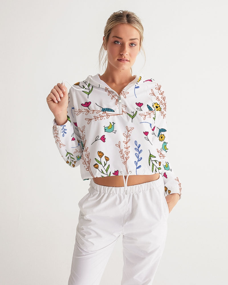 Hey Little Birdie Multi - Women's Cropped Windbreaker