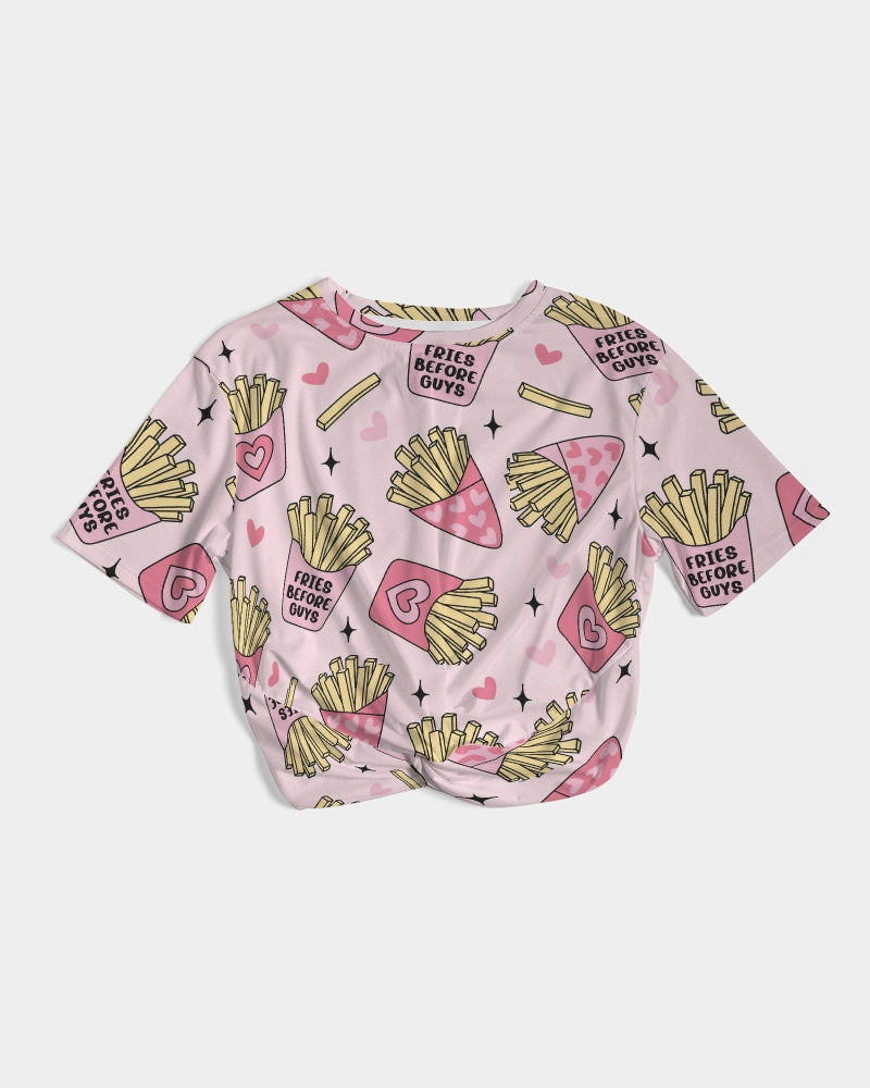 Fries Before Guys Women's Twist-Front Cropped Tee