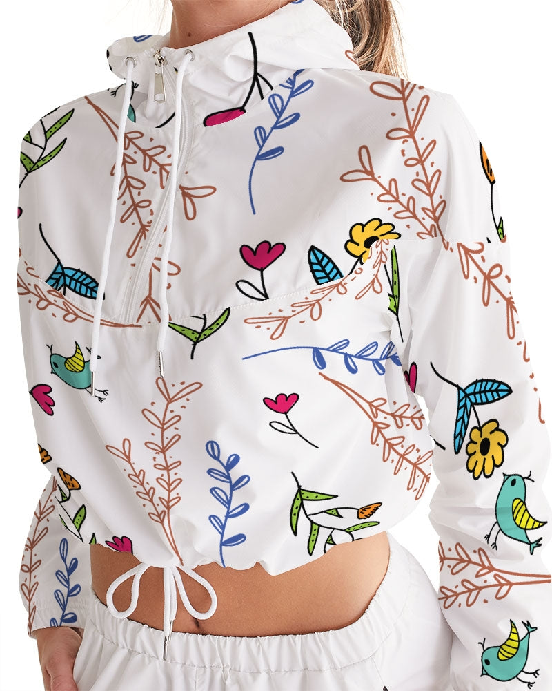 Hey Little Birdie Multi - Women's Cropped Windbreaker