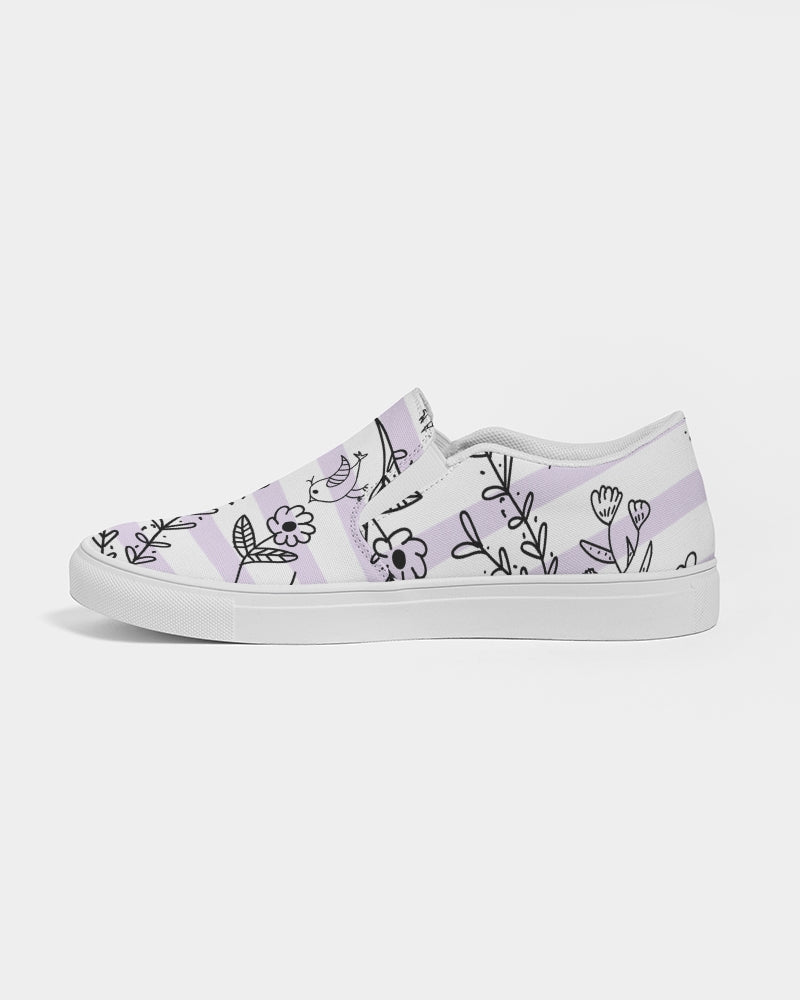 Hey Little Birdie Mauve Stripe Women's Slip-On Canvas Shoe