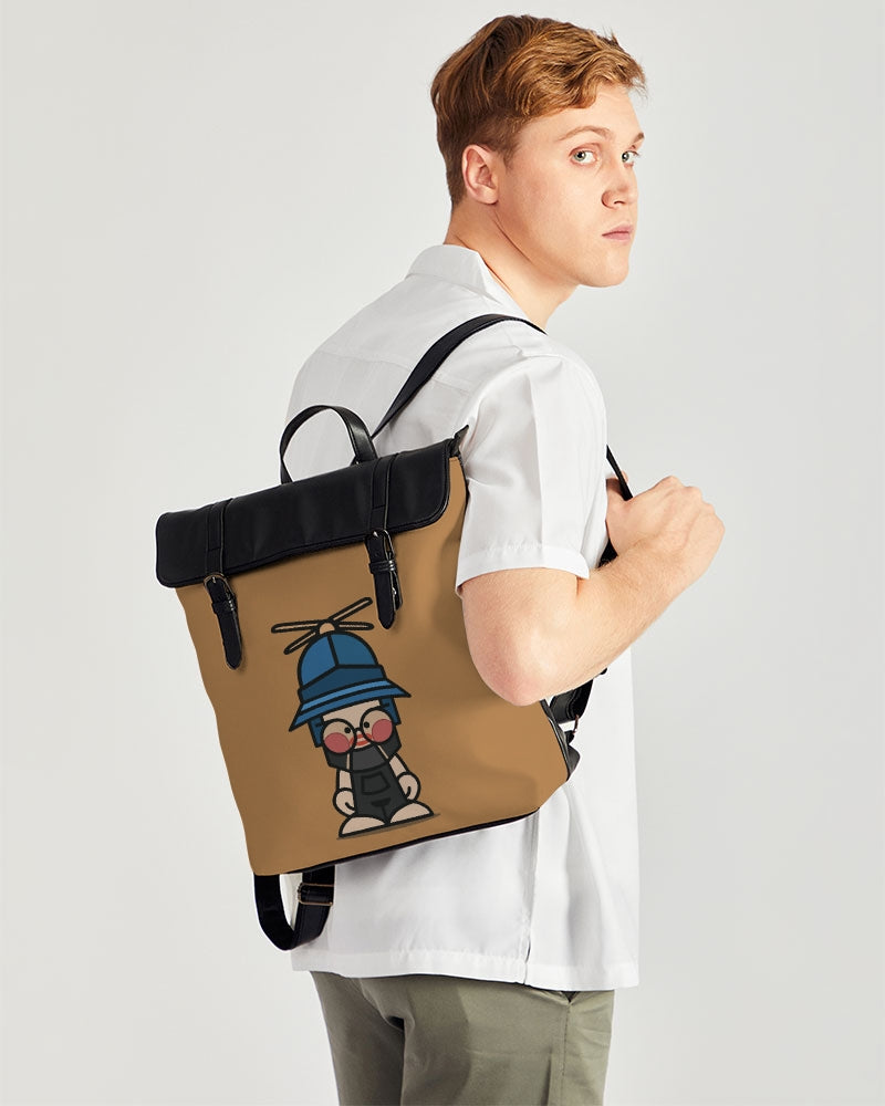 Mr. Puddles Black Flap Minimalist Backpack