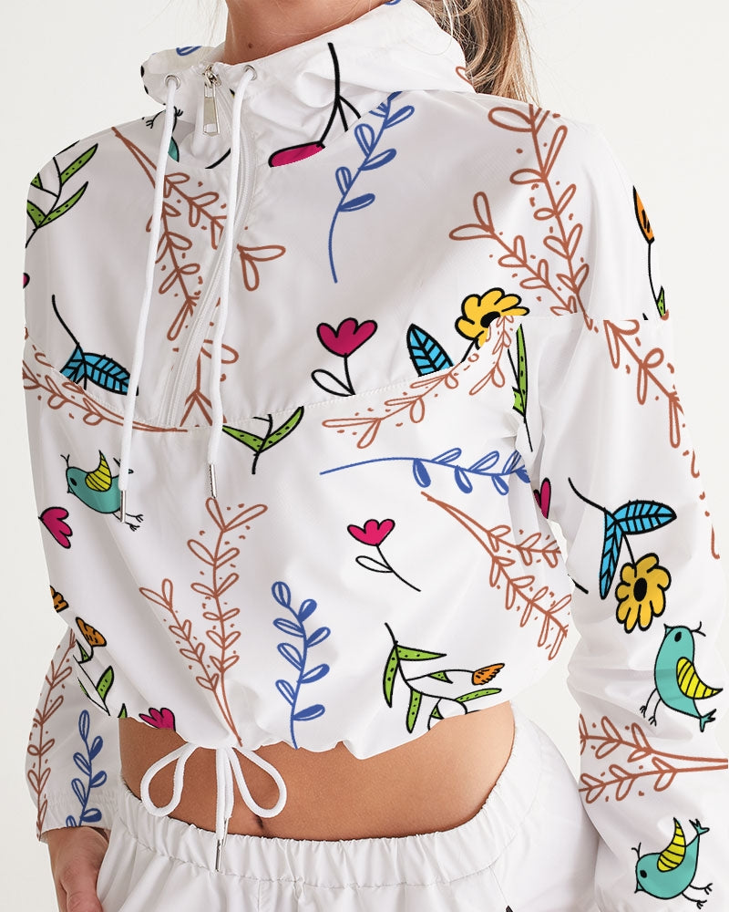 Hey Little Birdie Multi - Women's Cropped Windbreaker