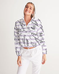 Hey Little Birdie Mauve Stripe Women's Cropped Windbreaker