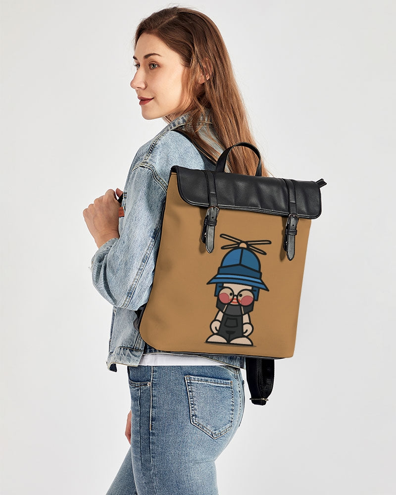 Mr. Puddles Black Flap Minimalist Backpack