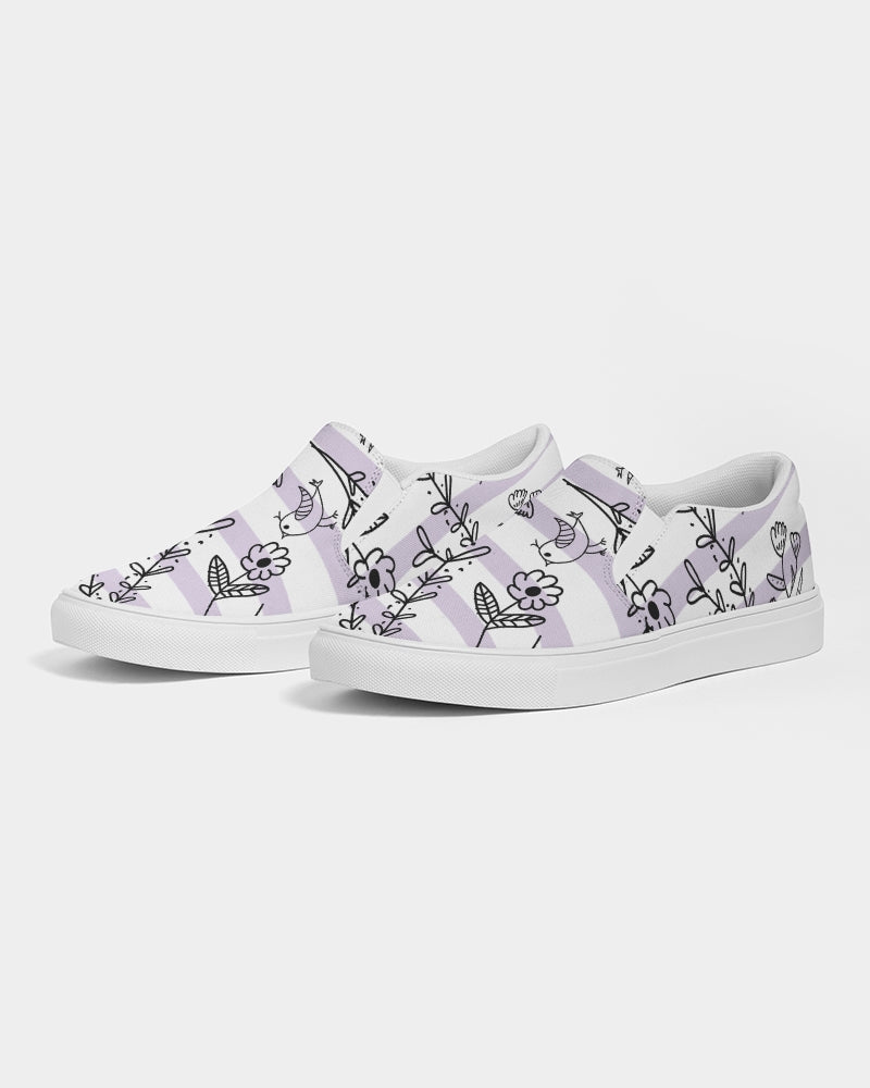 Hey Little Birdie Mauve Stripe Women's Slip-On Canvas Shoe