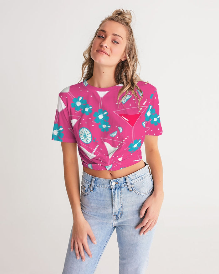 Margaritas Paradise Women's Twist-Front Cropped Tee