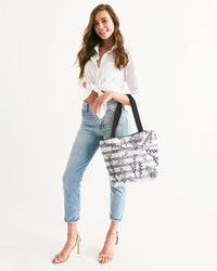 Hey Little Birdie Mauve Stripe Canvas Zip Tote