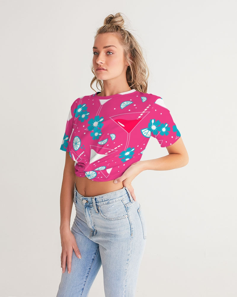 Margaritas Paradise Women's Twist-Front Cropped Tee